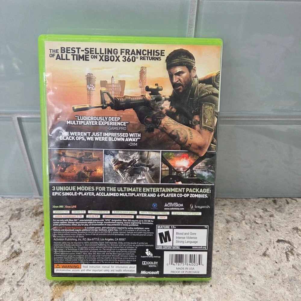 Call of Duty Black Ops‎ XBOX 360 Rated M Complete CIB Disc Manual